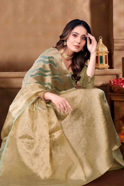 Fancy Soft Organza Silk Saree Party Wear Traditional Collection For Womens
