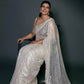 White Saree New Indian Designer Wedding Georgette Party Wear Sari Bollywood