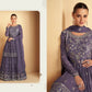 lavender Indian/Pakistani Plazzo Style Faux Georgette Material Embroidery Worked Salwar Kameez for Women