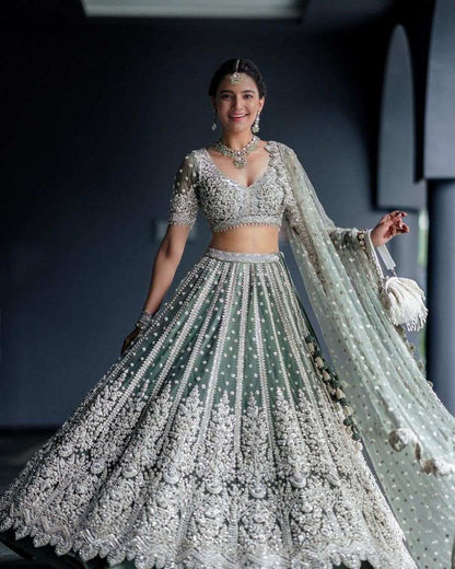 Women Chain Sequence Work Heavy Soft Net Semi-stitched Ethnic wear Lehenga Choli With Dupatta Set