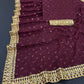 Women's And Girls Heavy Georgette Wine Colours Saree With Sequins Multi And Cotton Thread Embroidery Work Wedding Wear Saree