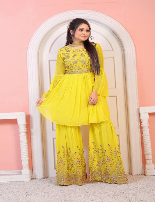 Premium Yellow Fully Embroidered Work Lehenga Choli Set With Dupatta For Party Wear Bridemaid Wear Haldi Outfit