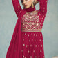 Beautiful Red Embroidery Georgette Festival Wear Anarkali Gown For Womens