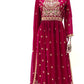 Beautiful Red Embroidery Georgette Festival Wear Anarkali Gown For Womens