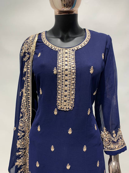 Party Wear Designer Shalwar Kameez Palazzo Suits Heavy Embroidery Worked Pakistani Indian Wedding Wear Beautiful Salwar Kameez Dupatta Dresses