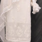 White Women Maslin top with cotton thread embroidered work stitched Kurta with Palazzo & Dupatta Set