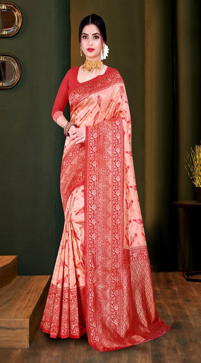 Women's Kanjeevaram Silk Saree With Woven Work Heavy Designer Wedding Wear Best Banarasi Silk Saree
