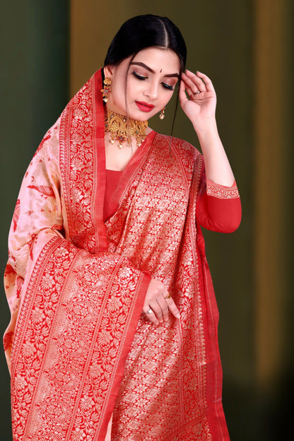 Women's Kanjeevaram Silk Saree With Woven Work Heavy Designer Wedding Wear Best Banarasi Silk Saree