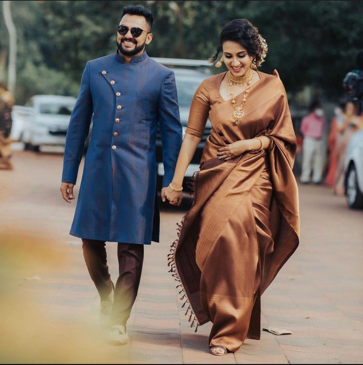 Blue & Maroon  Kanchipuram Soft Lichi Silk Saree Bold And Beautiful Weaving Banarasi  Silk Exclusive Indian Wedding Saree