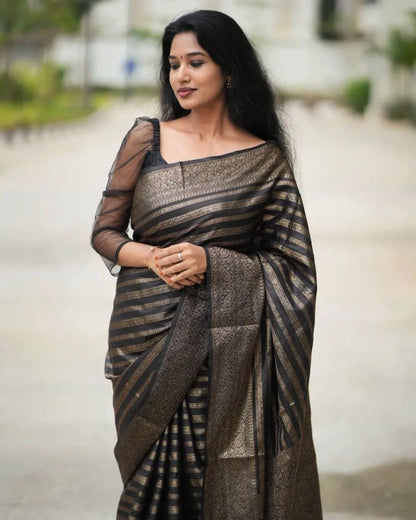 Kanchipuram Silk Saree Bollywood Style Party Wear  Indian Wedding Wear Saree Stunning Banarasi Look Saree