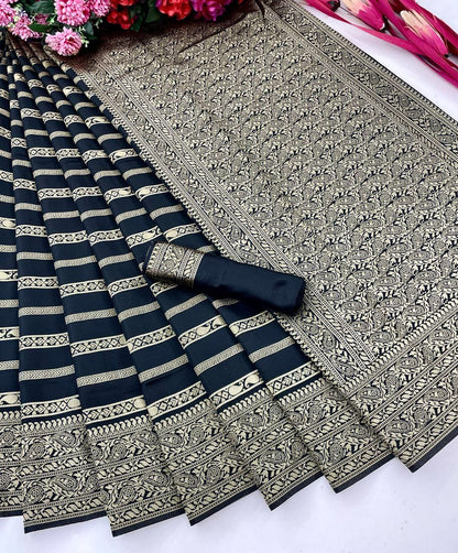 Kanchipuram Silk Saree Bollywood Style Party Wear  Indian Wedding Wear Saree Stunning Banarasi Look Saree