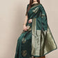 Pink Woven Kanjivaram Banarasi Jacquard Silk Saree with Golden Zari Work , Pure Silk Saree  For Womens