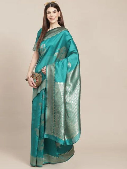 Pink Woven Kanjivaram Banarasi Jacquard Silk Saree with Golden Zari Work , Pure Silk Saree  For Womens