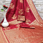 Pink Woven Kanjivaram Banarasi Jacquard Silk Saree with Golden Zari Work , Pure Silk Saree  For Womens