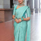 SKY BLUE Designer Silk Jacquard Saree For Bridesmade With Beautiful Blouse, Printed Saree For Wedding