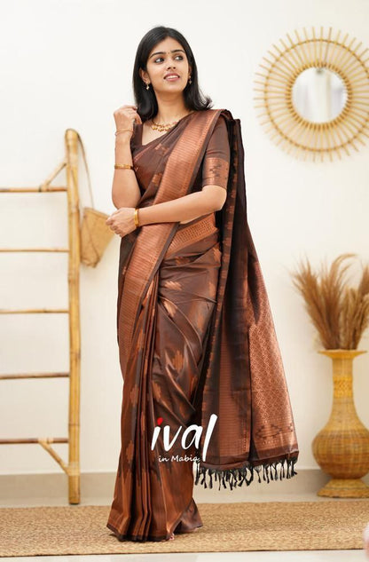 Women Geometric Pattern Banarasi Saree with Contrast Border And Blouse Piece