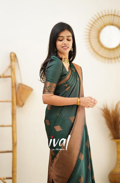 Women Geometric Pattern Banarasi Saree with Contrast Border And Blouse Piece