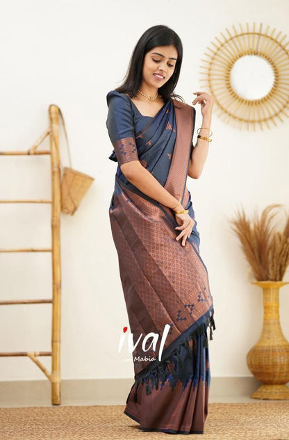 Women Geometric Pattern Banarasi Saree with Contrast Border And Blouse Piece