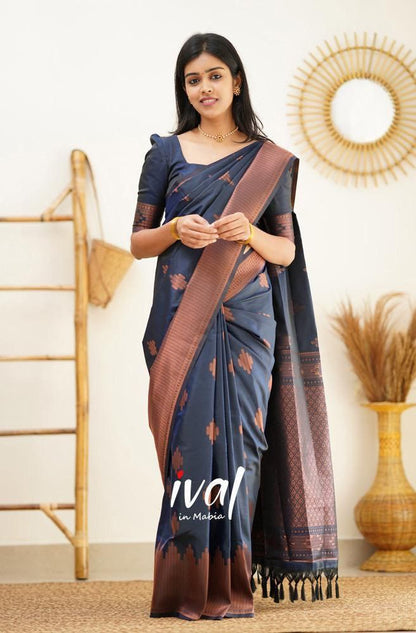 Women Geometric Pattern Banarasi Saree with Contrast Border And Blouse Piece