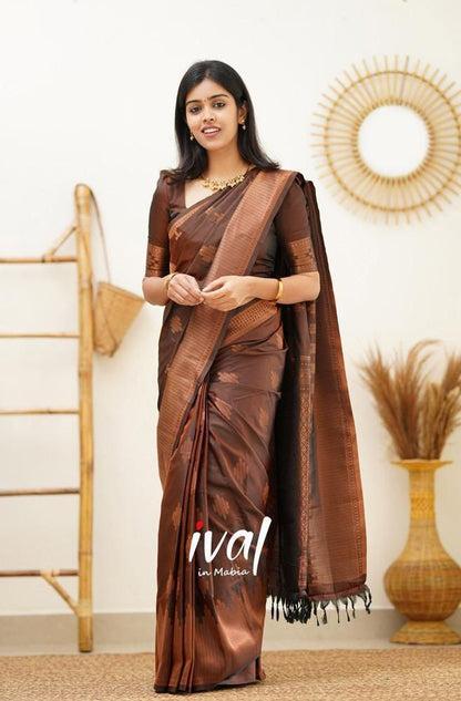 Women Geometric Pattern Banarasi Saree with Contrast Border And Blouse Piece