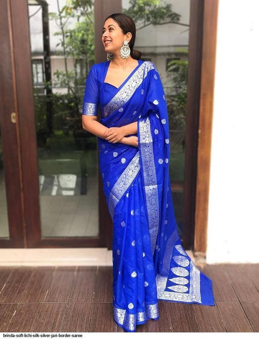 Royal Blue Color Designer Bold And Beautiful Saree, Indian Traditional Saree, Bollywood Style Exclusive Party Wear Kanchipuram Silk Saree
