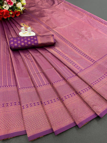 Women's Kanjeevaram Silk Sari Pure Zari Vintage Indian Blouse 100% Woven Sarees Handwoven Fabric Traditional Women's Wedding Piece Bollywood Designer Saree