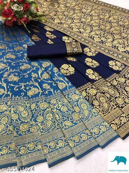 New Jacquard Casual Wear Fancy Half Half Silk Saree, With Blouse Piece, 5.5 M (Separate Blouse Piece)
