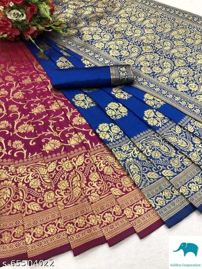 New Jacquard Casual Wear Fancy Half Half Silk Saree, With Blouse Piece, 5.5 M (Separate Blouse Piece)