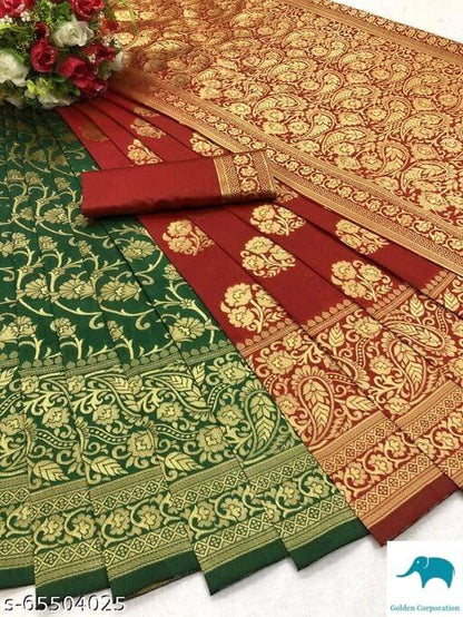 New Jacquard Casual Wear Fancy Half Half Silk Saree, With Blouse Piece, 5.5 M (Separate Blouse Piece)