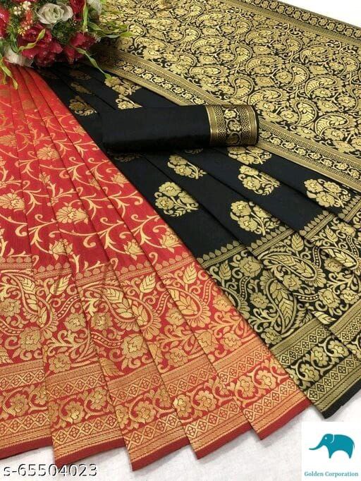 New Jacquard Casual Wear Fancy Half Half Silk Saree, With Blouse Piece, 5.5 M (Separate Blouse Piece)