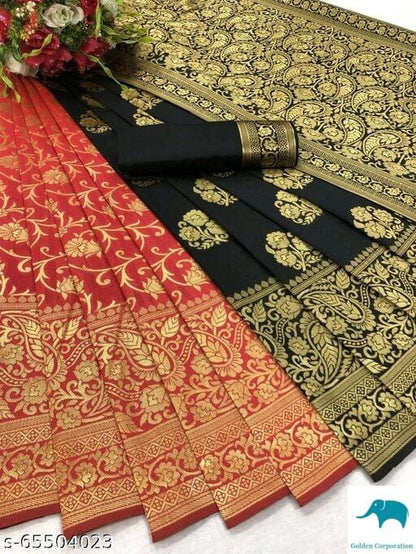 New Jacquard Casual Wear Fancy Half Half Silk Saree, With Blouse Piece, 5.5 M (Separate Blouse Piece)