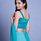 Women's Beutiful Faux Georgette Sky Blue Coloured Saree With Mono Benglori Silk Blouse
