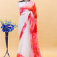 Women's White and Red Colour Printed Georgette Saree With Tafeta Silk Unstitched Blouse