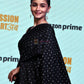 Women's Printed Georgette BLack Alia Bhatt Saree with Unstitched Blouse Piece