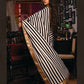 Women's Black and White Striped With Lace Embellsihed Georgette Saree With Tafeta Silk Blouse