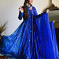 Blue & Purple  New Bandhani Faux Georgette Anarkali Gown with printed Dupptta