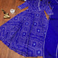 Blue & Purple  New Bandhani Faux Georgette Anarkali Gown with printed Dupptta