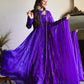 Blue & Purple  New Bandhani Faux Georgette Anarkali Gown with printed Dupptta