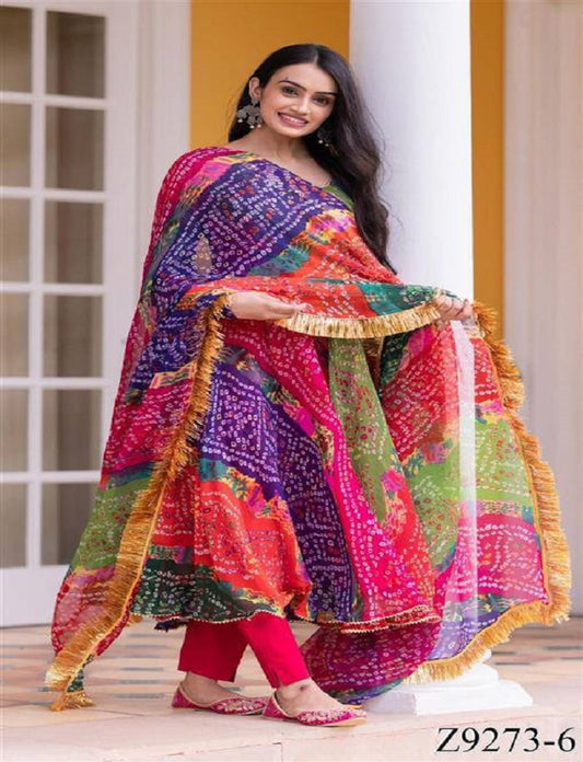 Bollywood Designer Partywear Readymade Full Flared Anarkali Gown Pant Dupatta,Women Ethnic Wear Suit,Lehariya Bandhani Anarkali,Indian wedding Suit
