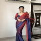 RED & BLUE DESIGNER GEORGETTE DIGITAL PRINTED READY TO WEAR SAREE WITH UNSTICTHED BLOUSE