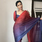 RED & BLUE DESIGNER GEORGETTE DIGITAL PRINTED READY TO WEAR SAREE WITH UNSTICTHED BLOUSE