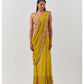 YELLOW READY TO WEAR SAREE WITH BEAUTIFUL EMBROIDERY WORK JACKET WITH STITCHED BLOUSE