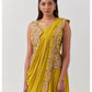 YELLOW READY TO WEAR SAREE WITH BEAUTIFUL EMBROIDERY WORK JACKET WITH STITCHED BLOUSE