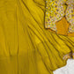 YELLOW READY TO WEAR SAREE WITH BEAUTIFUL EMBROIDERY WORK JACKET WITH STITCHED BLOUSE