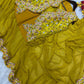 YELLOW READY TO WEAR SAREE WITH BEAUTIFUL EMBROIDERY WORK JACKET WITH STITCHED BLOUSE