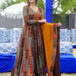 Multicolor Fox Georgette Maxi Dress With Nazneen Dupatta  Partywear Suit Set  For Girls & Women