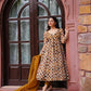 Musturd Yellow Designer Indian Embroidered Partywear Long Flared Anarkali Kurta for women Full Stitched