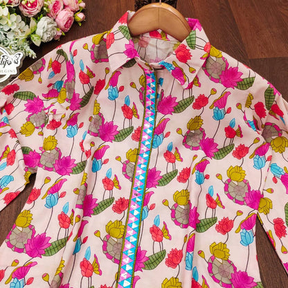MULTI FLORAL DIGITAL PRINTED TULIP MUSLIN CO-ORD SET