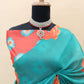 Green&Blue Silk Satin Georgette Saree with Digital Print Work and Matching Blouse