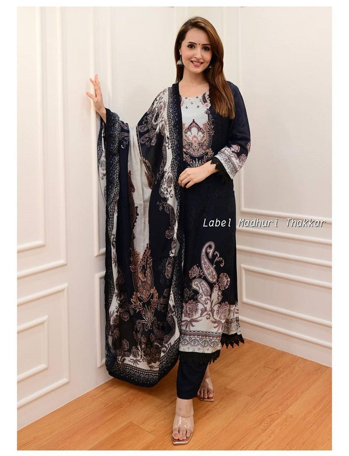 Black and White Beautiful Smart attractive Pakistani sequence embroidered kurta pant and dupatta